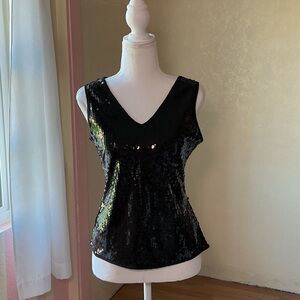 Black Sequin Sleeveless Top
